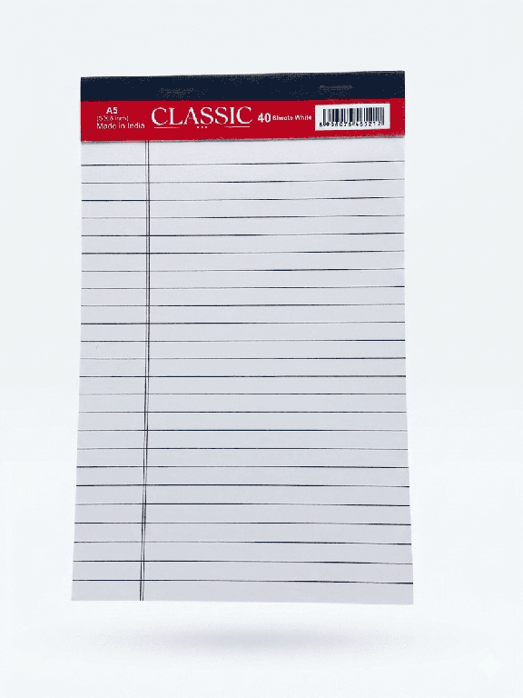 Classic Legal Pad 5X8 Inch 40 Sheet White